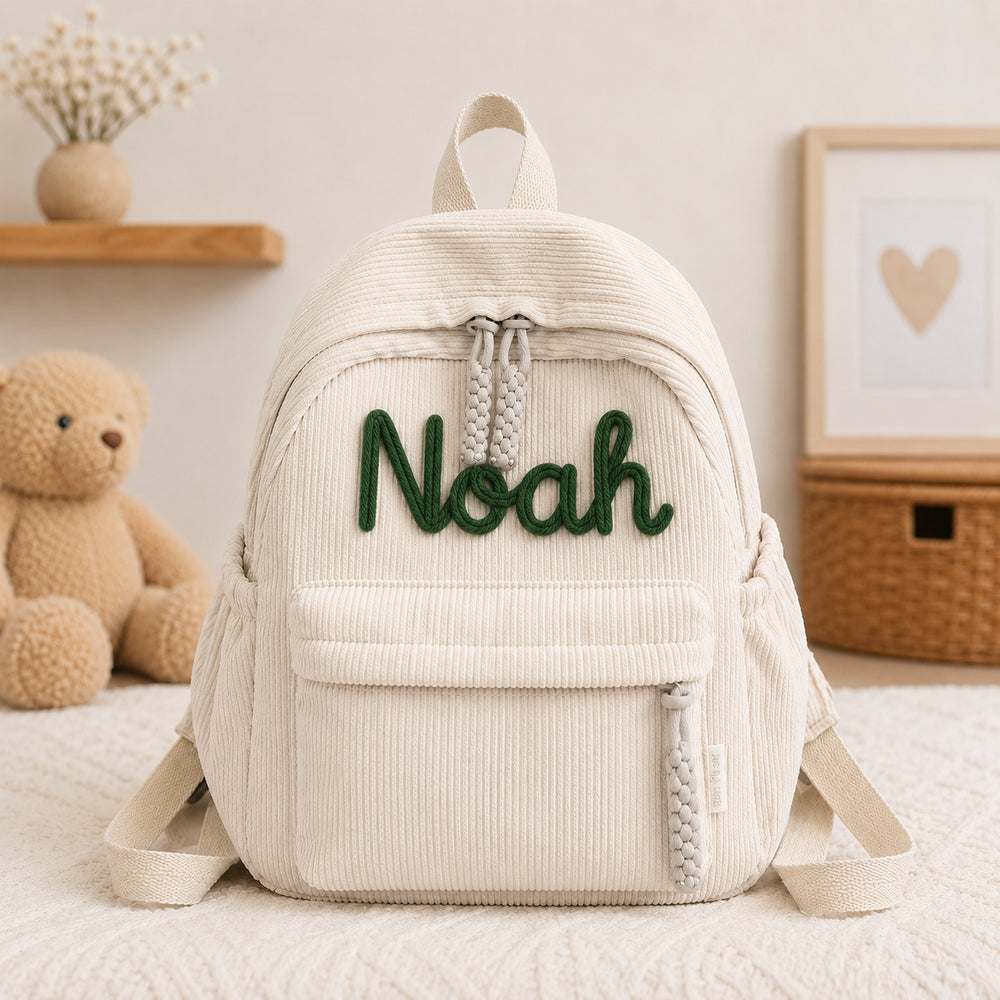 Off-White corduroy backpack with Noah knitted in green wool