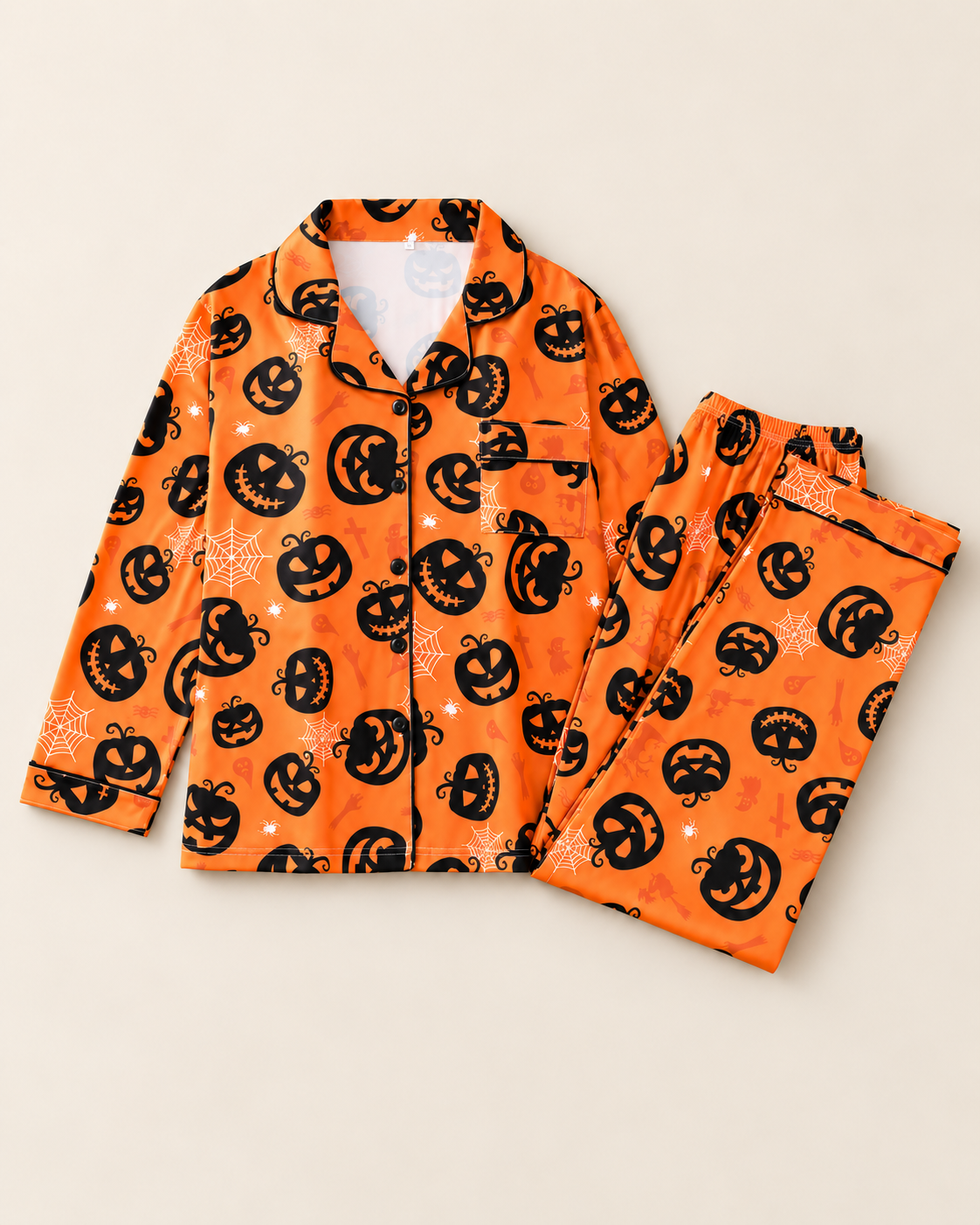 Pumpkin Dreams Pajama Set folded flat lay