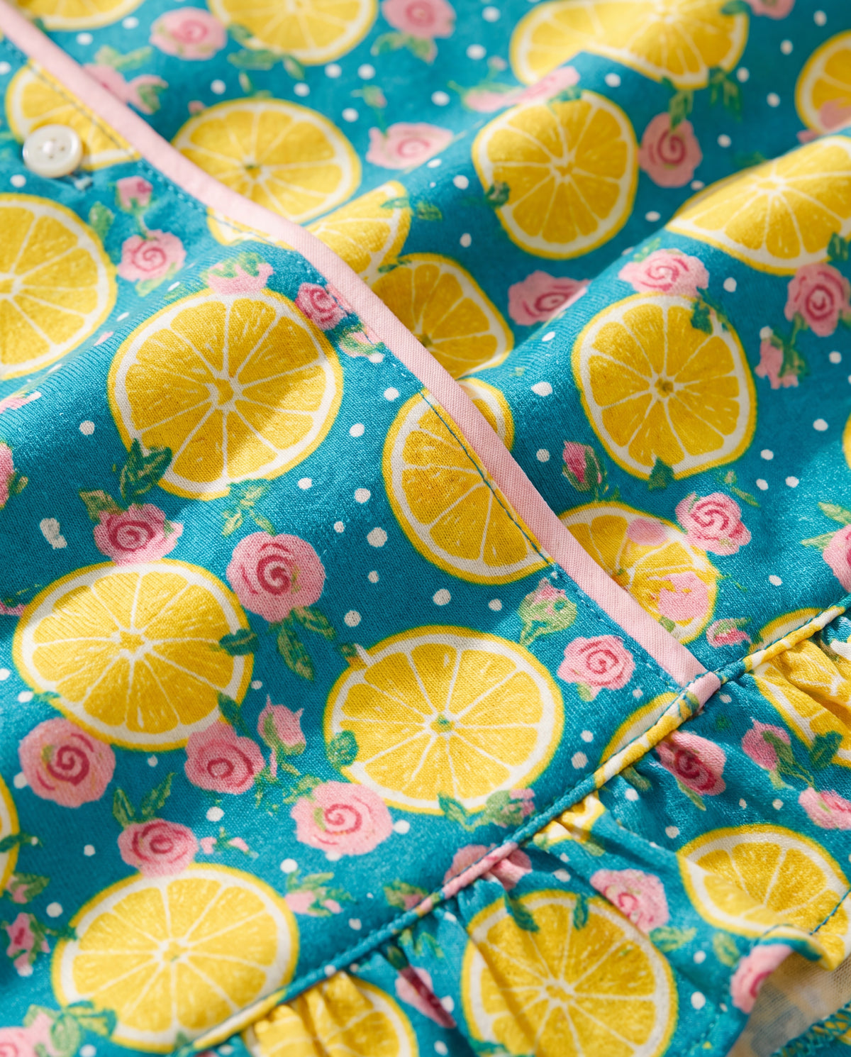 Teal Lemon | Lemon Blossom Pajama Set short sleeve button up and shorts