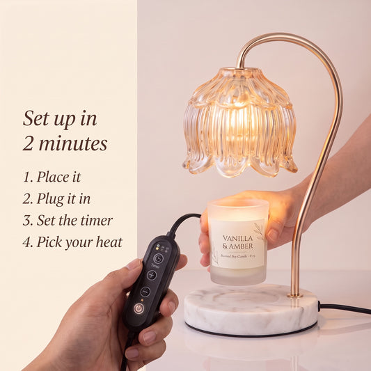 Set up in 2 minutes — place it, plug it in, set the timer, pick your heat