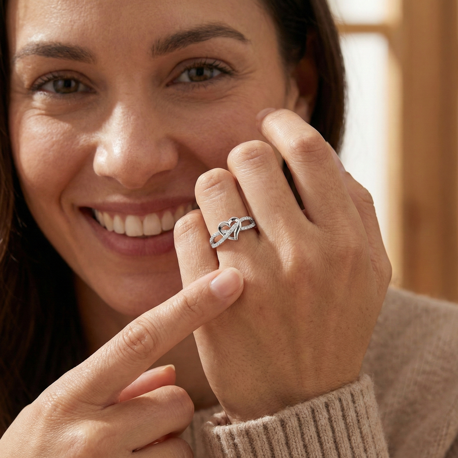 Infinity Heart Ring — dainty ring, view 6