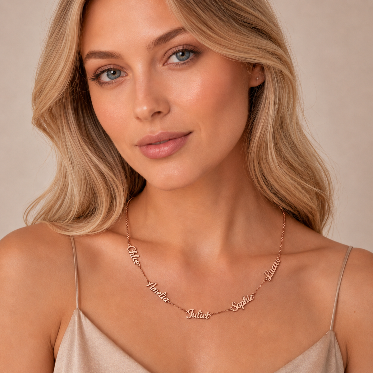 Rose Gold | model wearing necklace