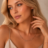 Rose Gold | model wearing necklace close-up