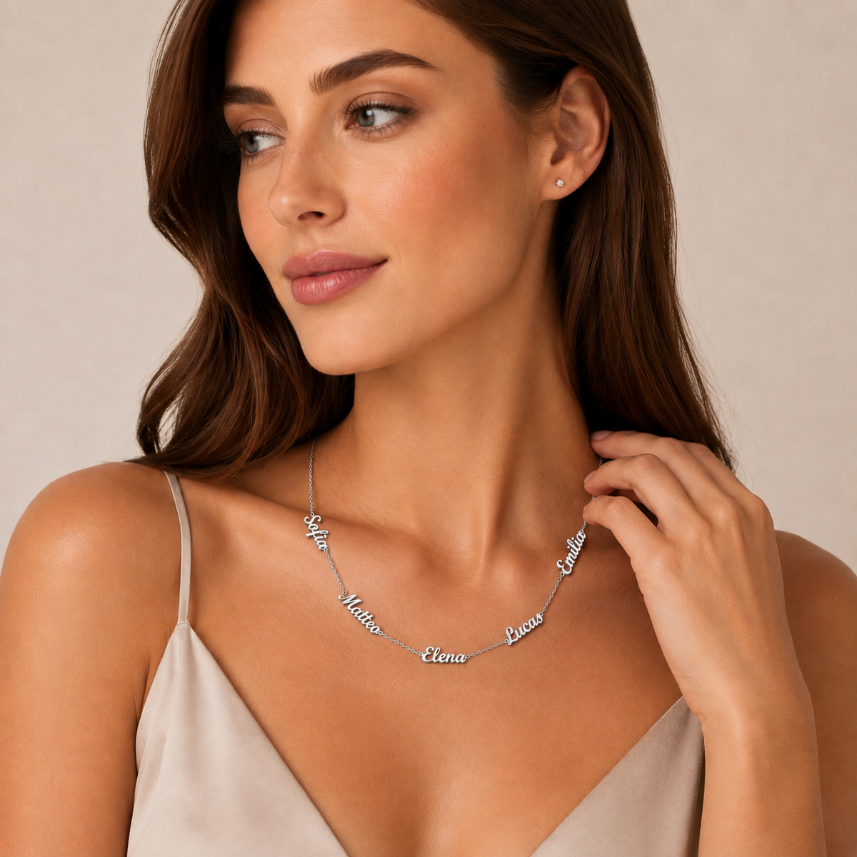 Silver | model wearing necklace