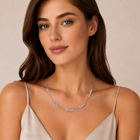 Silver | model wearing necklace close-up