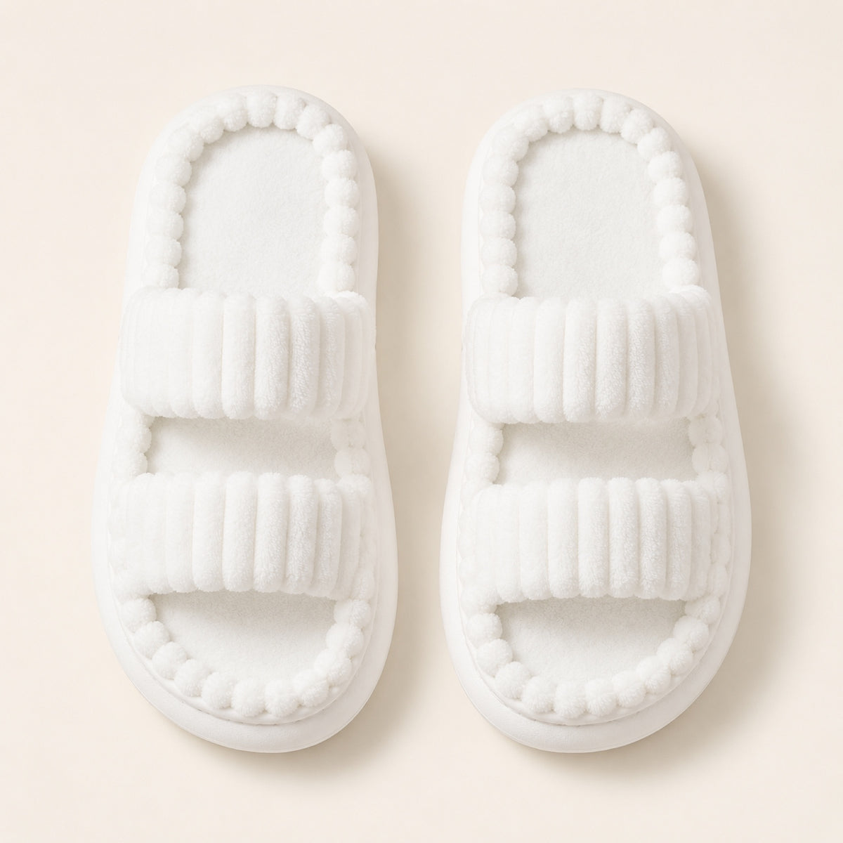 White | Cozy Cloud Slippers studio