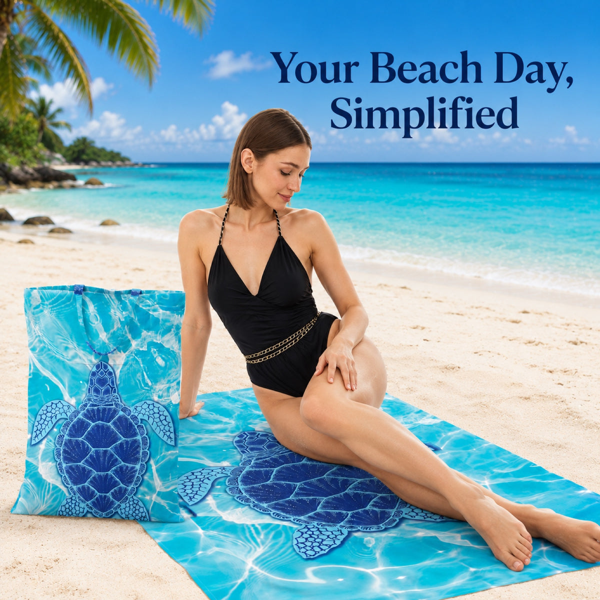 AQUA | Relaxing on the Aqua Turtle towel