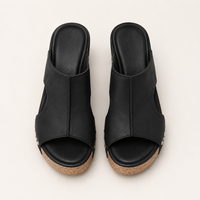 Black Sienna Wedge Slip-Ons - cork sole