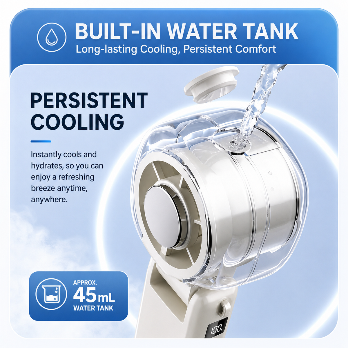 ALL| Built-in 45ml water tank refill