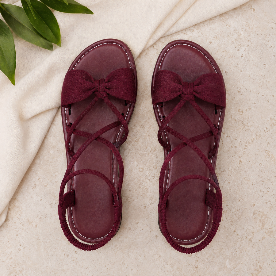 Sorella Bow Sandals - Burgundy