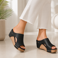 Black Sienna Wedge Slip-Ons - styled look