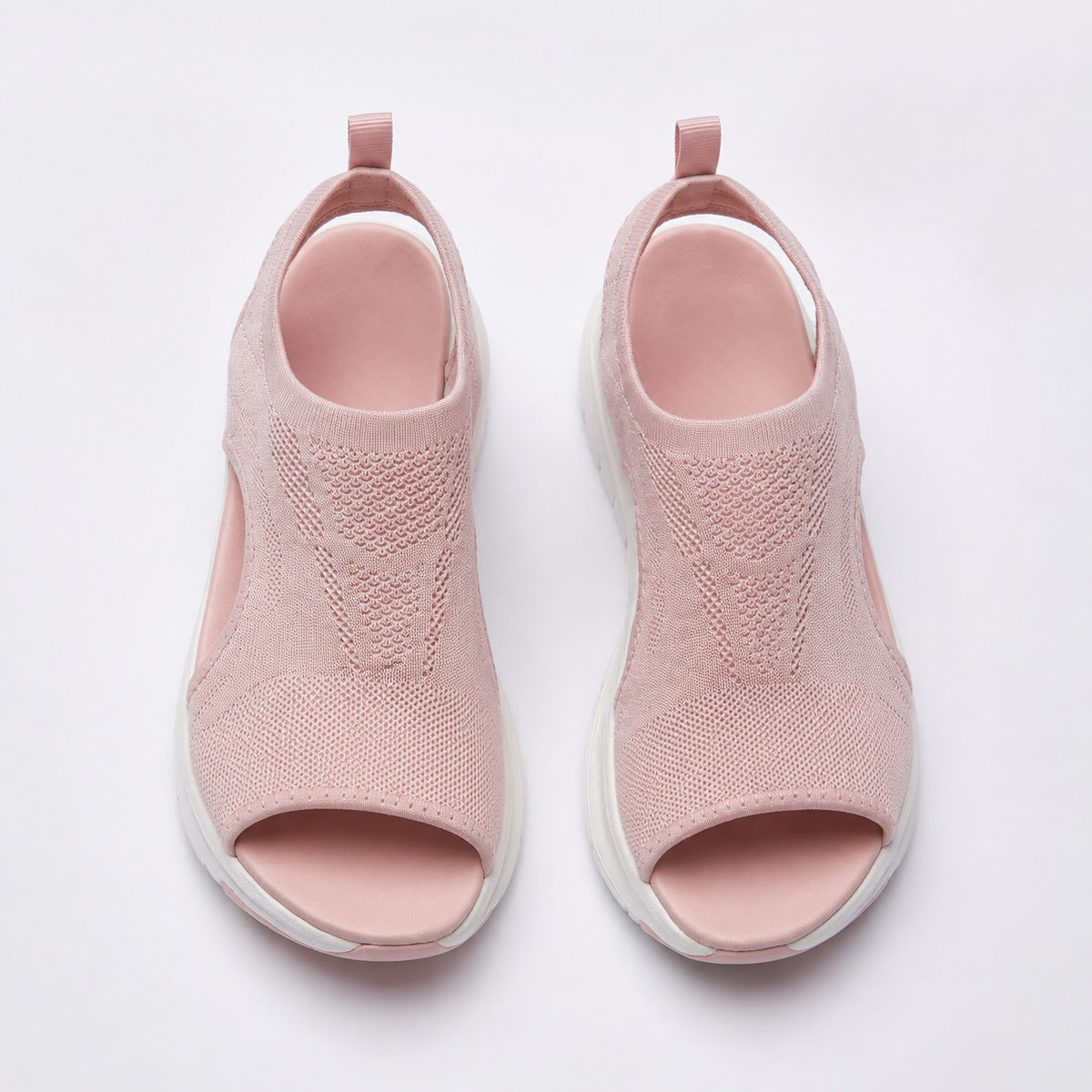 Cloudstep Comfort Sandal blush pink — top-down view showing open toe and contoured cushioned footbed
