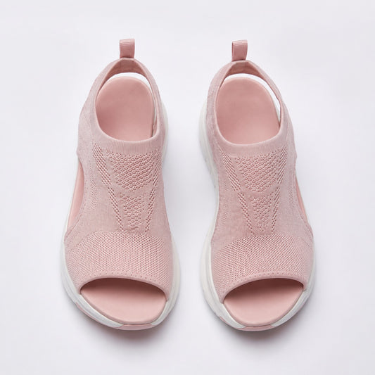 BLUSH | Cloudstep Comfort Sandal blush pink — top-down view showing open toe and contoured cushioned footbed