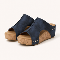 Dark Blue Sienna Wedge Slip-Ons - 01