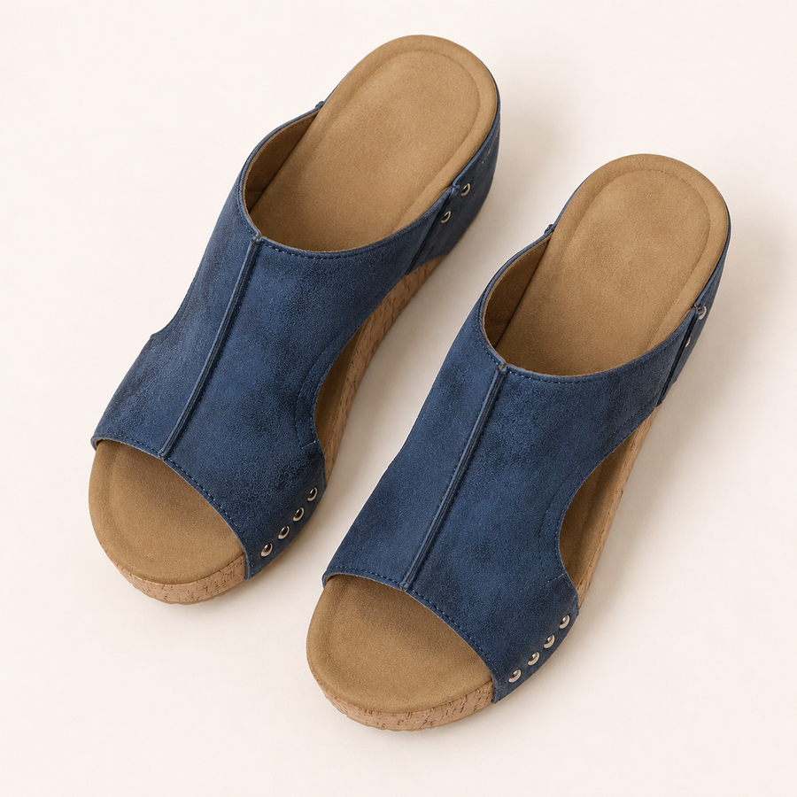 Dark Blue Sienna Wedge Slip-Ons - 06