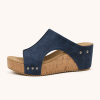 Dark Blue Sienna Wedge Slip-Ons - 09