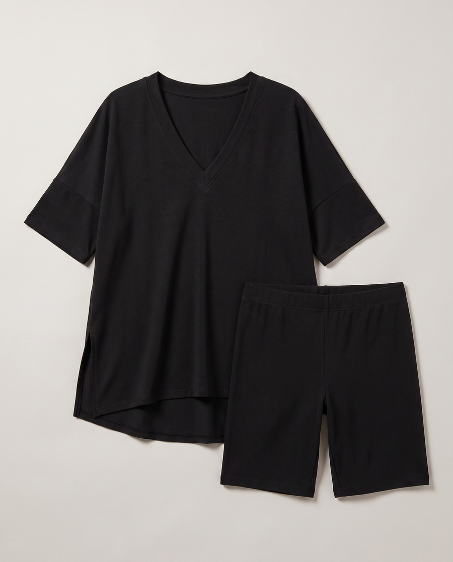 DreamFlow V-Neck Lounge Set - Black 8