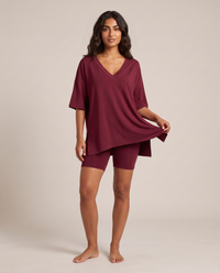 DreamFlow V-Neck Lounge Set - Dark Red 3
