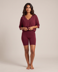 DreamFlow V-Neck Lounge Set - Dark Red 4