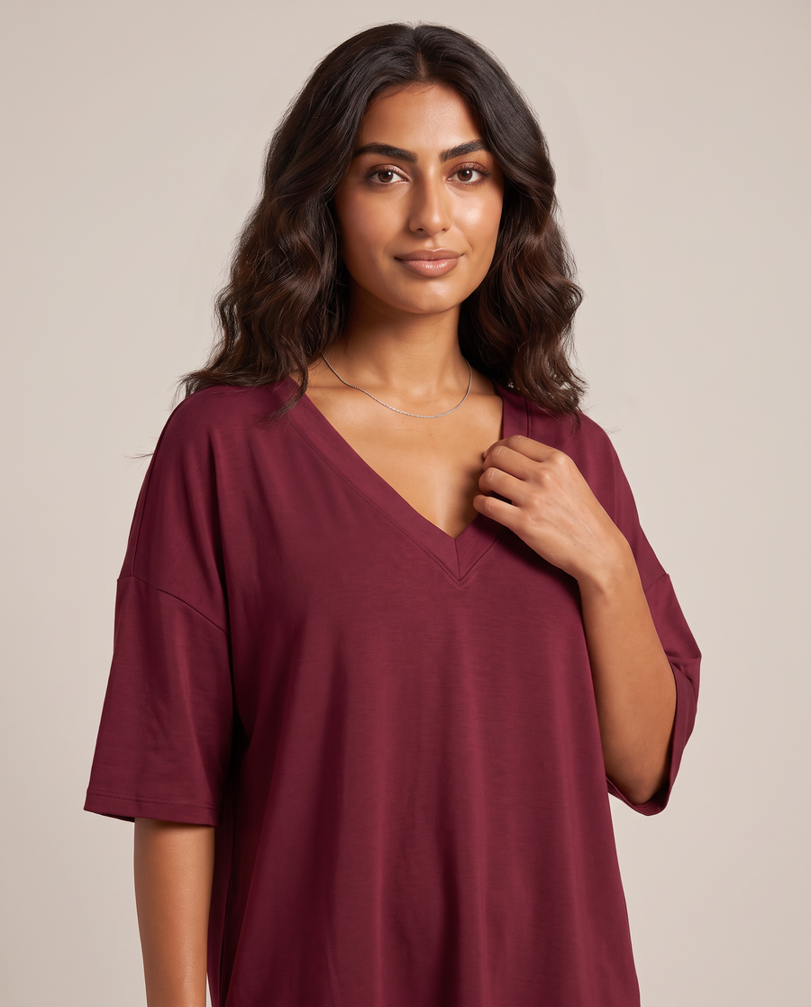 DreamFlow V-Neck Lounge Set - Dark Red 5