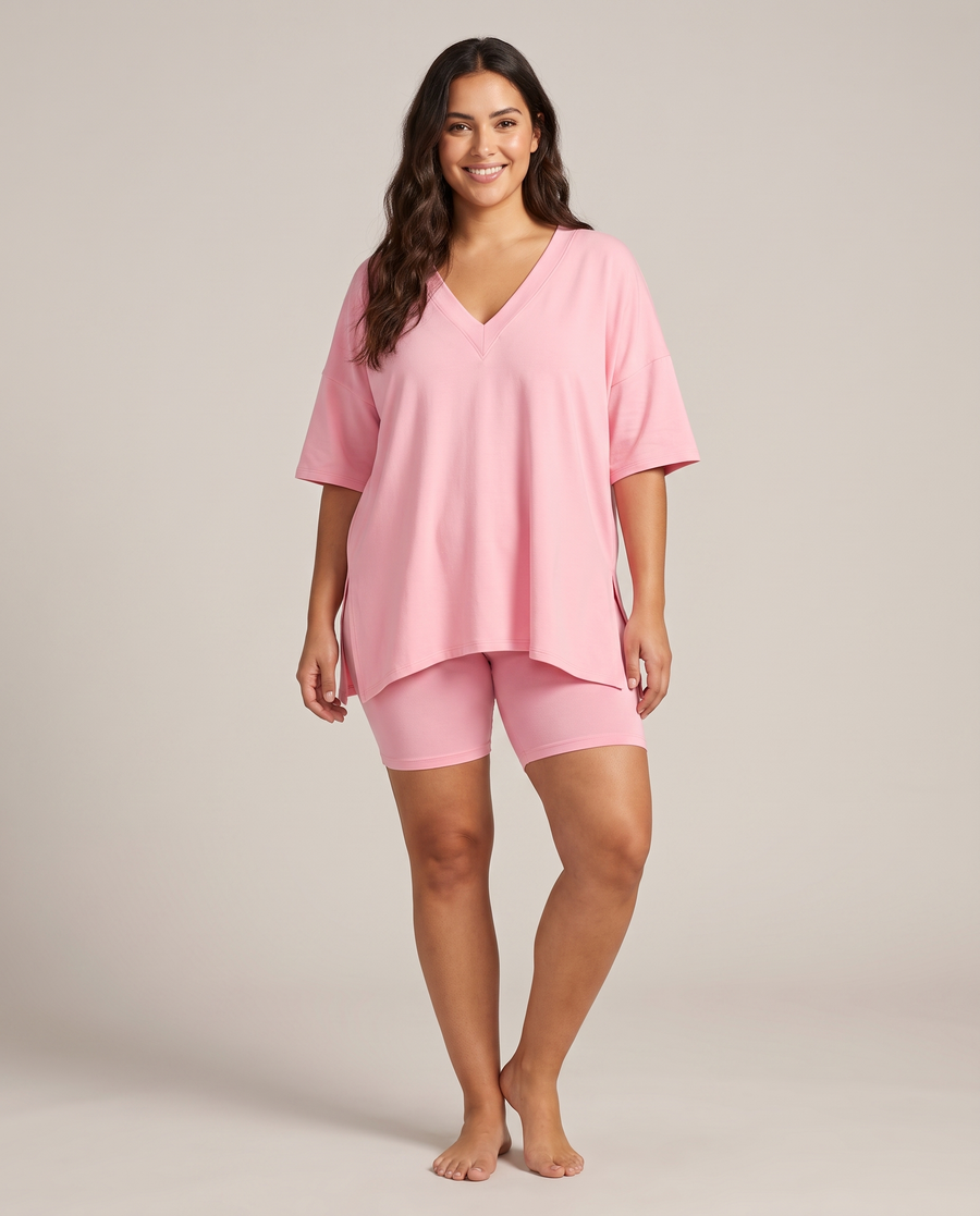 DreamFlow V-Neck Lounge Set - Pink 1