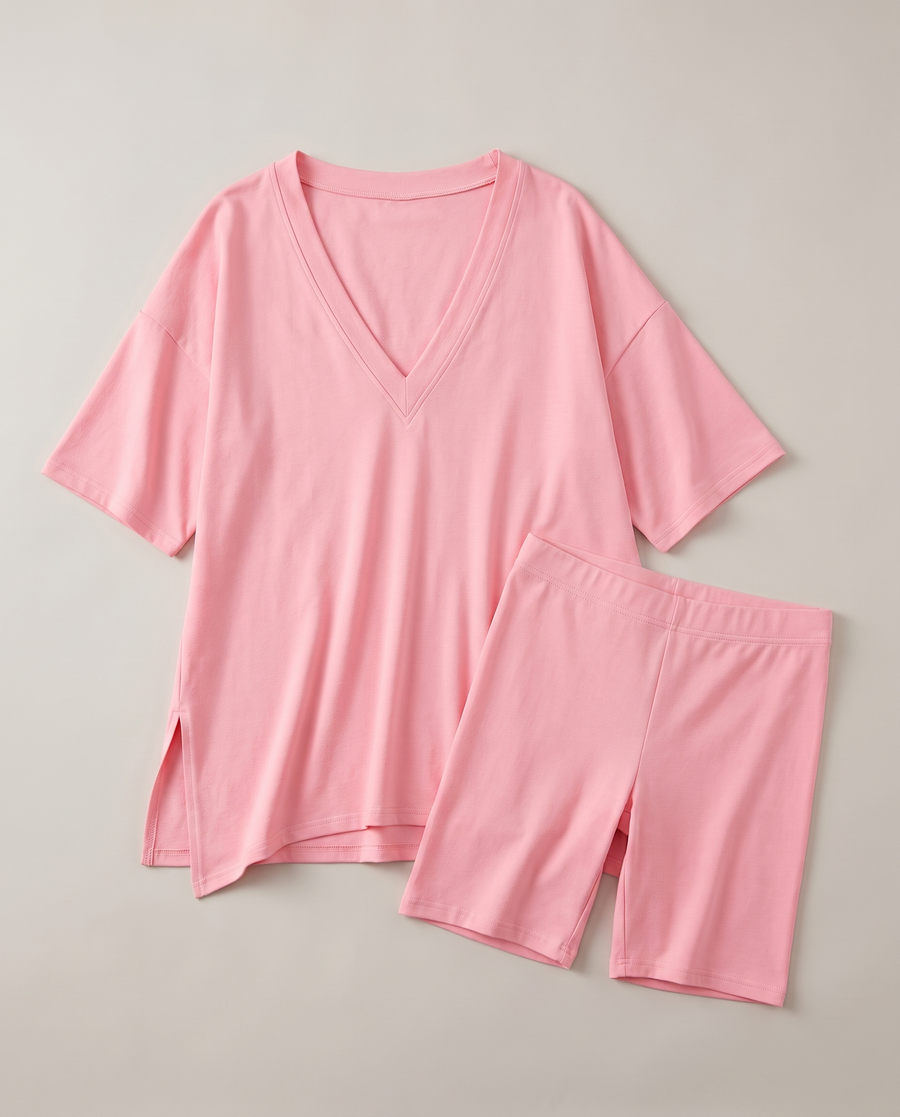 DreamFlow V-Neck Lounge Set - Pink 7