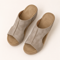 Beige Sienna Wedge Slip-Ons - flat lay