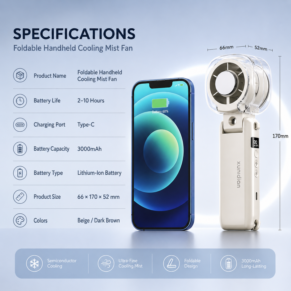 ALL| Arctic Mist specifications foldable handheld