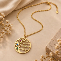 Gold | studio three name family tree necklace, second set
