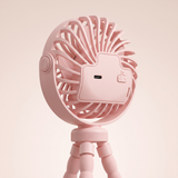BreezyBuddy 360 Stroller Fan — Pink, rear detail with speed button and USB port