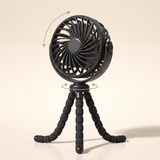BreezyBuddy 360 Stroller Fan — Black, 360 degree rotating head