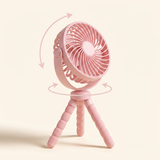 BreezyBuddy 360 Stroller Fan — Pink, 360 degree rotating head