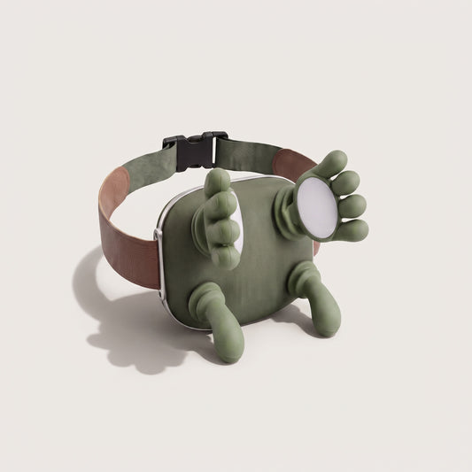 KneadFlow hands-free kneading massager in olive green, studio front view