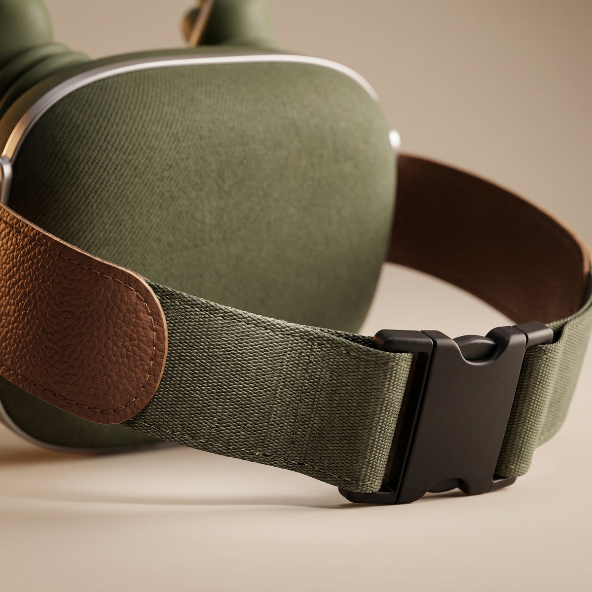 KneadFlow adjustable strap detail with leather ends and buckle