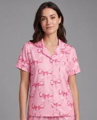 Pink Ribbon Dreams pajama set styled together — bow-aesthetic women's loungewear