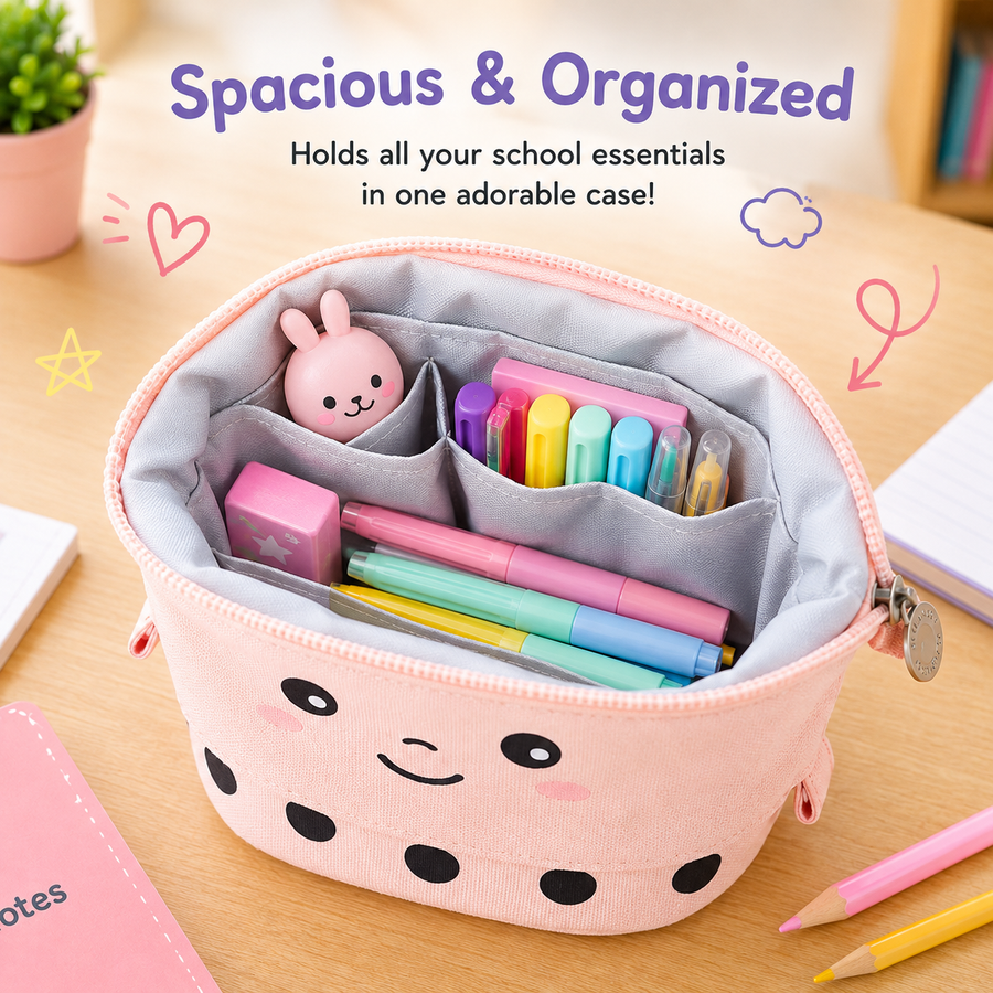[s] Spacious and organized: holds all your school essentials in one adorable case