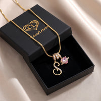 Gold initial S necklace with the CozyLoves gift box
