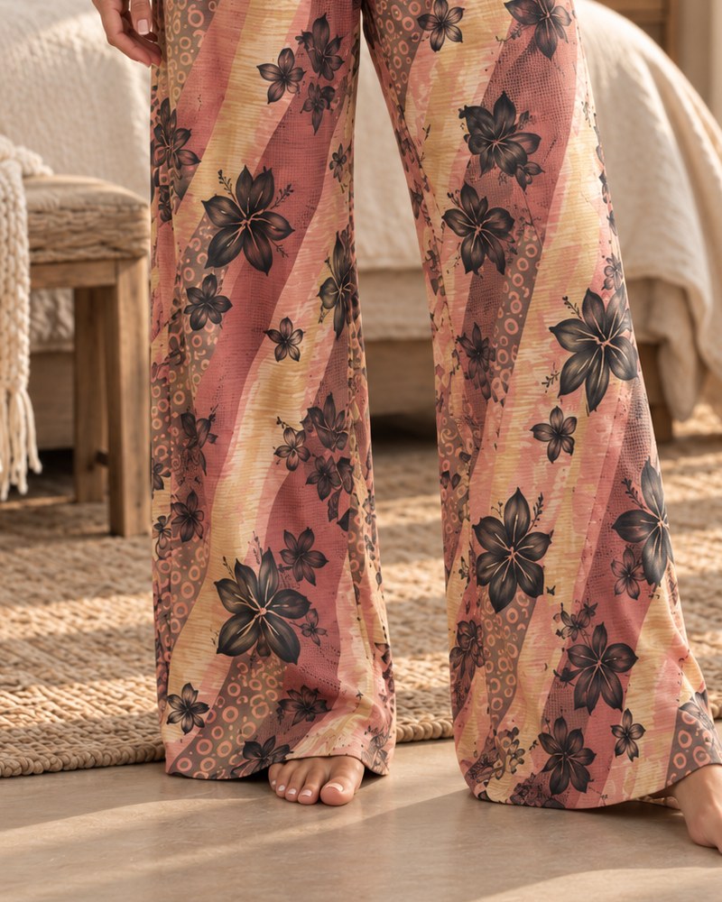 Swaggy Drift Pants in Sunset Bloom Stripe — print close-up