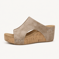 Beige Sienna Wedge Slip-Ons - suede mule