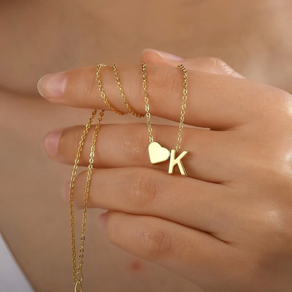 Heart Initial Necklace — dainty necklace