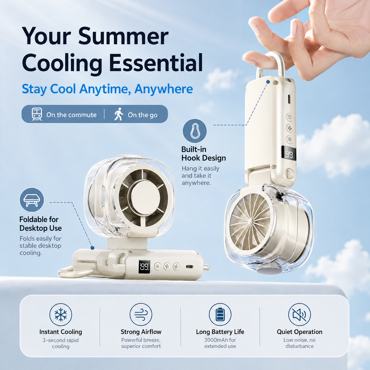 ALL| Arctic Mist handheld ice mist fan in hand
