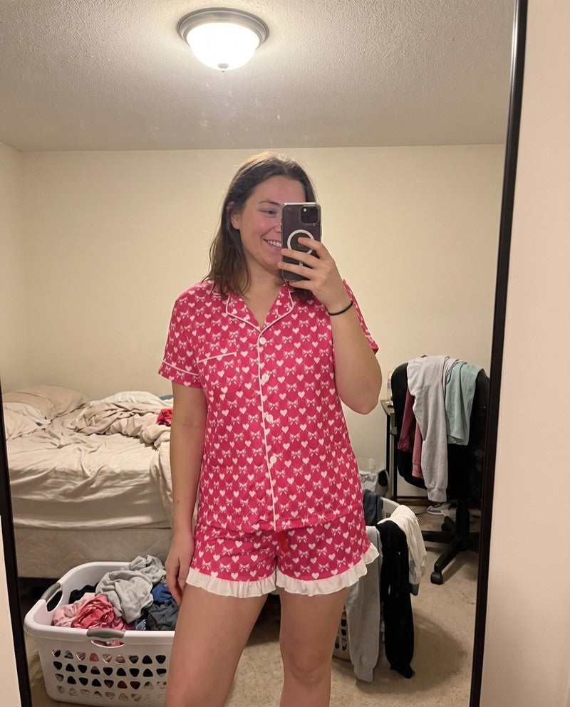 Review photo from Sophie R. wearing the Blushing Hearts Pajama Set