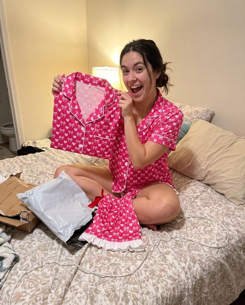 Review photo from Willow S. wearing the Blushing Hearts Pajama Set