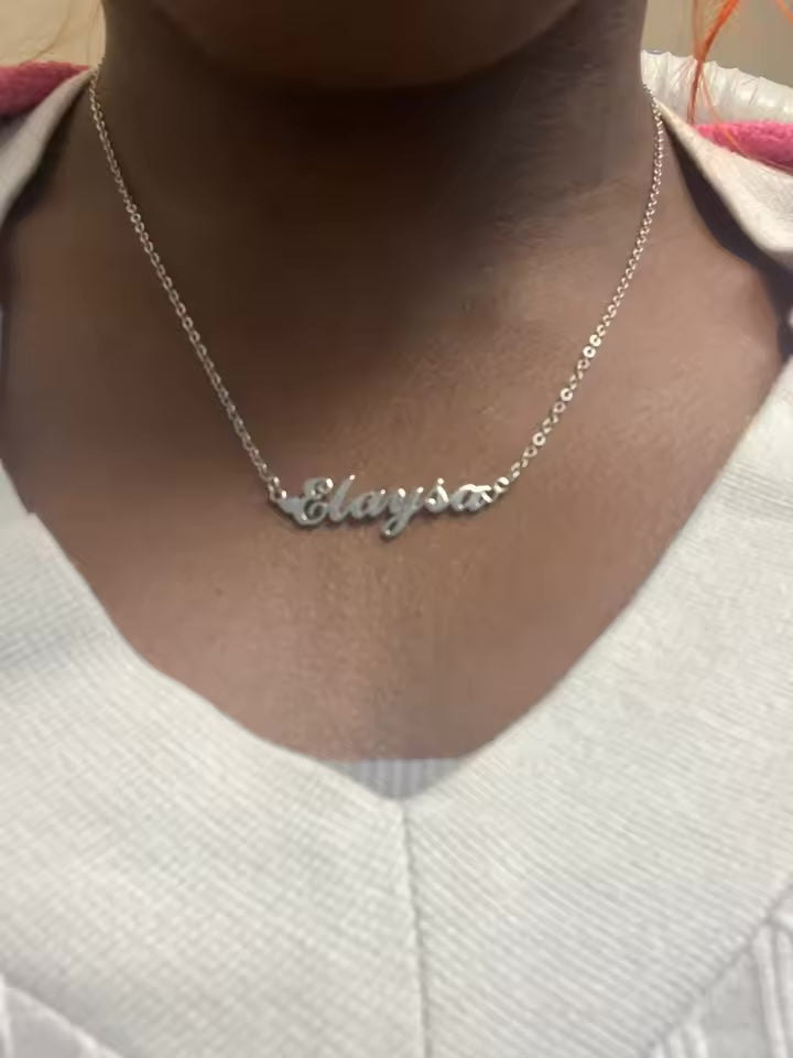 Customer photo — personalized name necklace