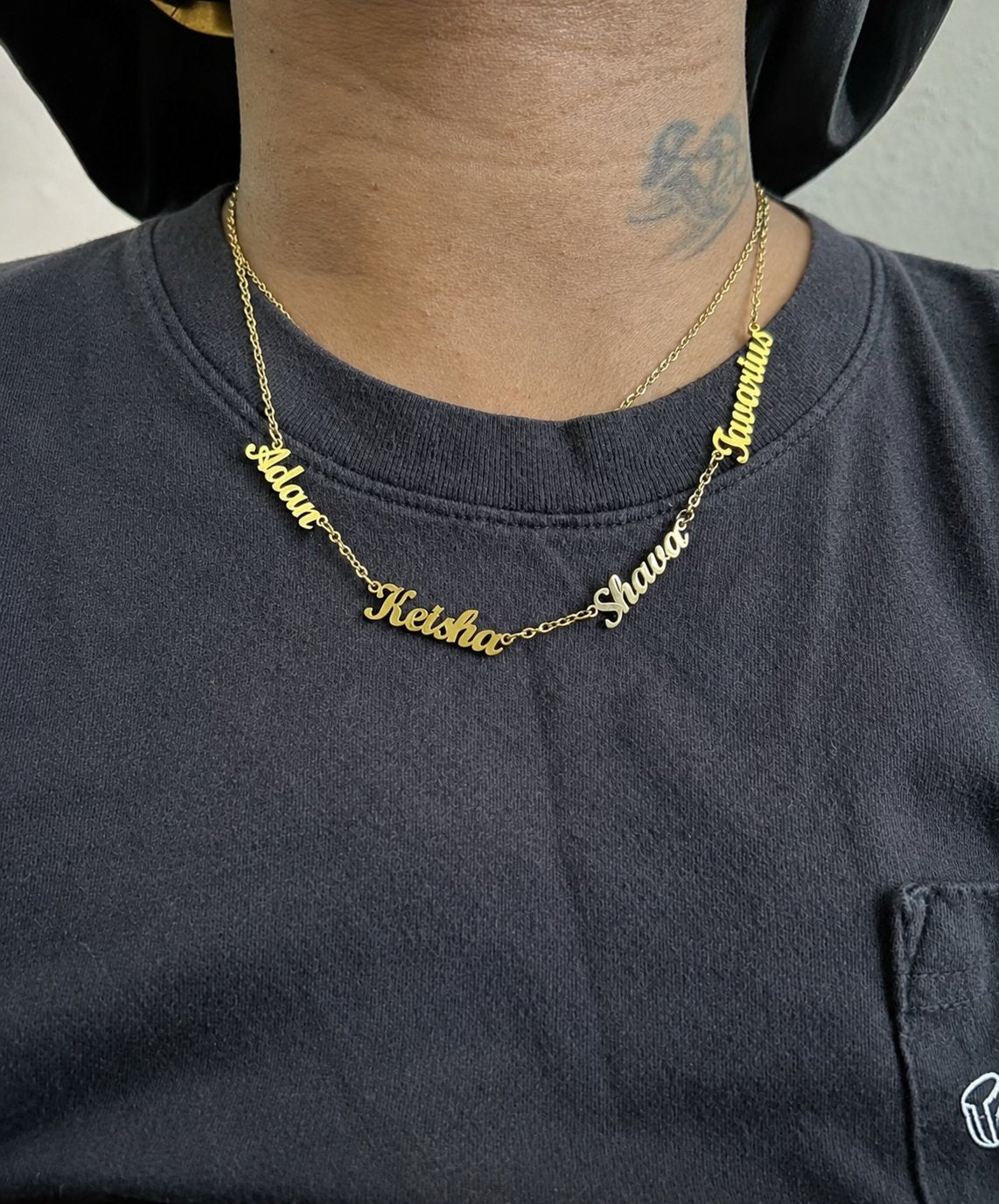 Customer photo — personalized name necklace