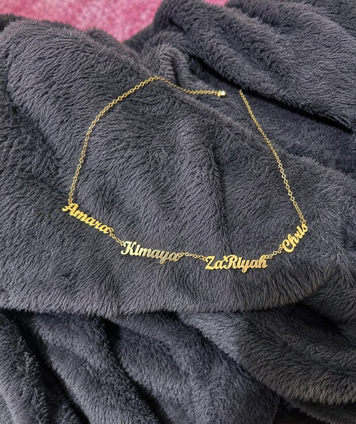 Customer photo — personalized name necklace