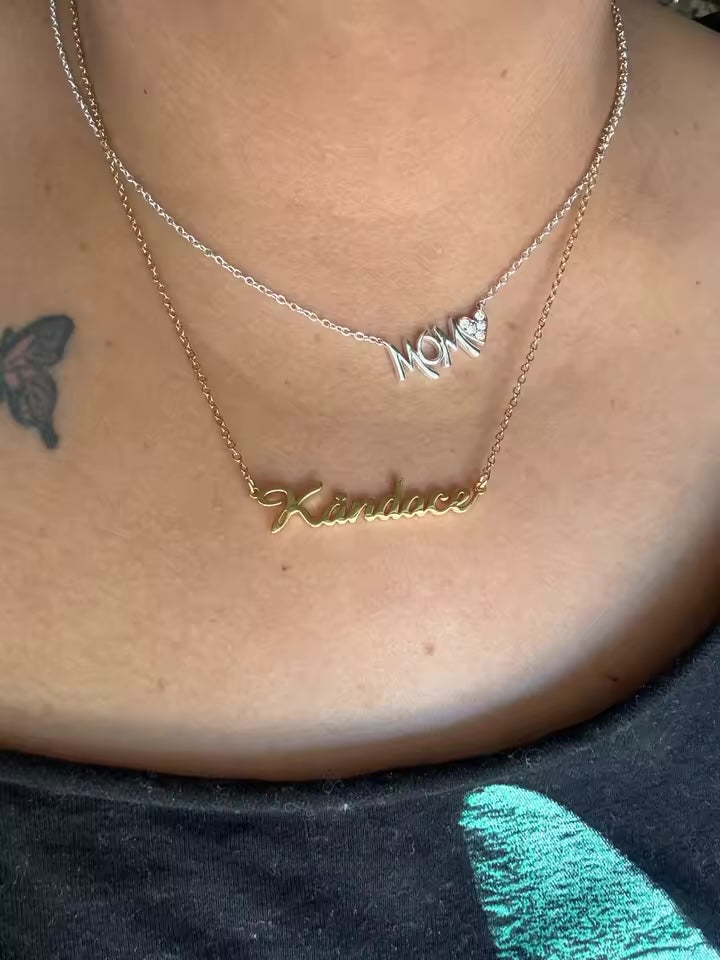 Customer photo — personalized name necklace