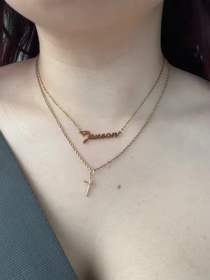 Customer photo — personalized name necklace