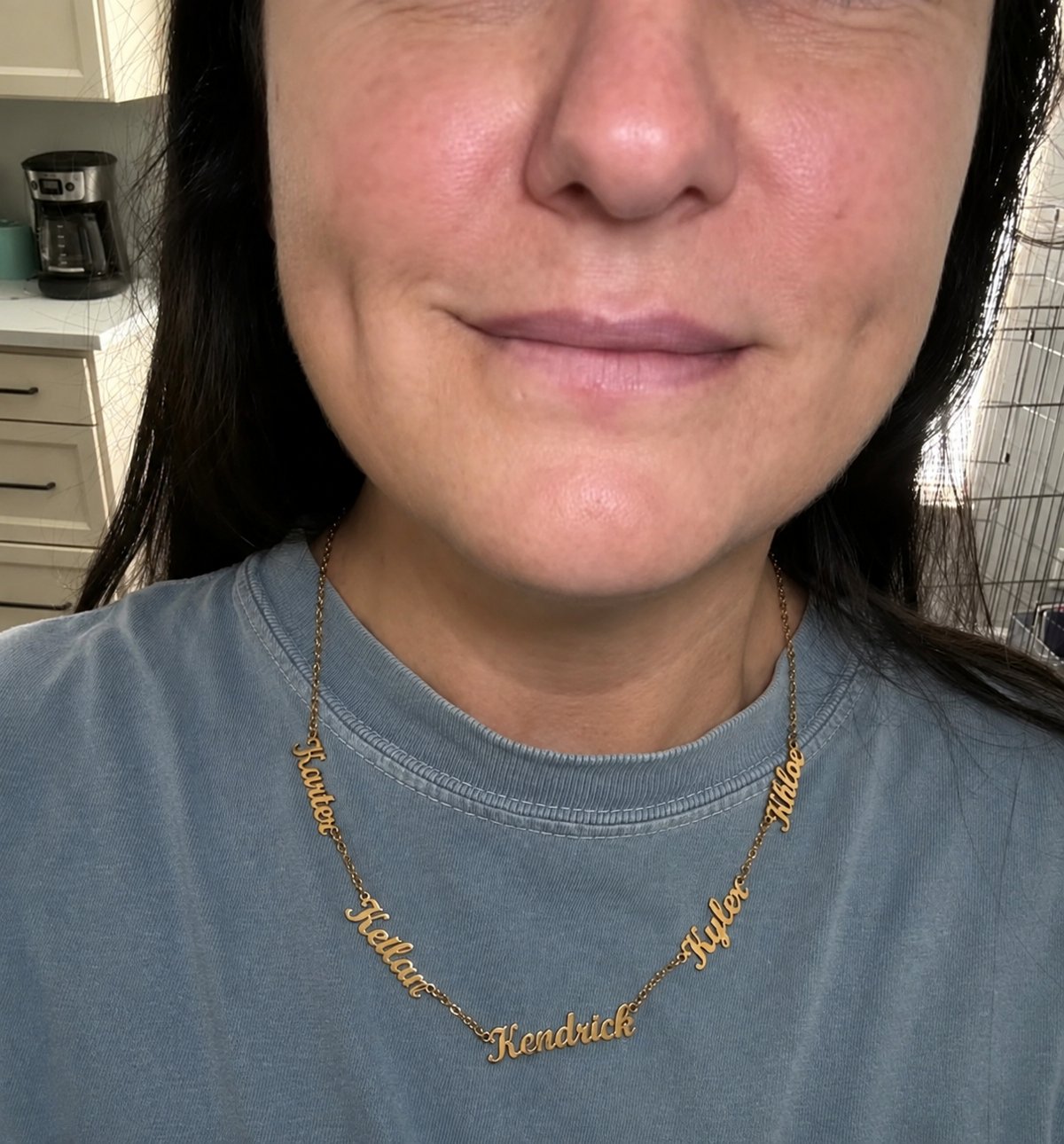Customer photo — personalized name necklace