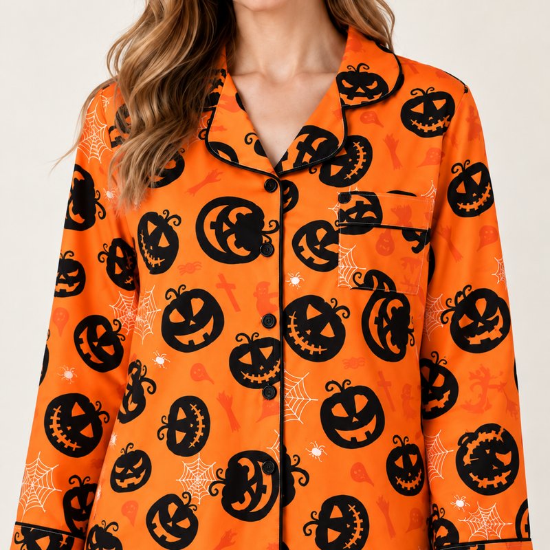 Review photo from Rachel D. wearing the Pumpkin Dreams pajama set